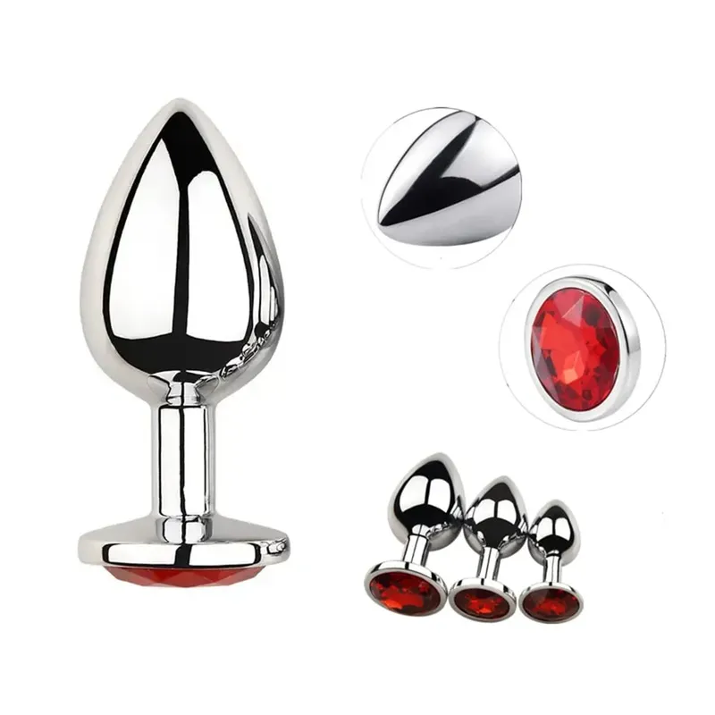 Anus Plug Anal Bead Adults Sex Toys Metal Butt Plug Stainless Steel Anal Plug With Jewelry Colorful Crystal for Women Adult Game