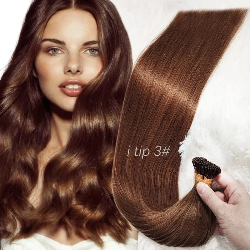 Human Hair I Tip 100% Human Hair Extensions Keratin Straight Brazilian Remy Human Hair Natural Capsule Hair Extension 30 Inch