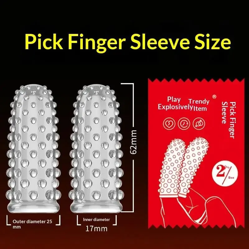 2 Pack TPE Finger Sleeve No Vibrators G Spot Orgasm Massage Clitoris Stimulator Masturbators Anal Sex Toy For Woman Men Beginner