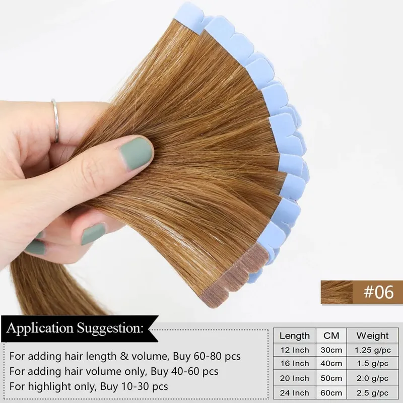 Mini Tape Hair Extensions 12-20Inch Human Hair Extentions 3x0.8cm Invisible Tape 10pcs/pack For Side Machine-Remy Hair