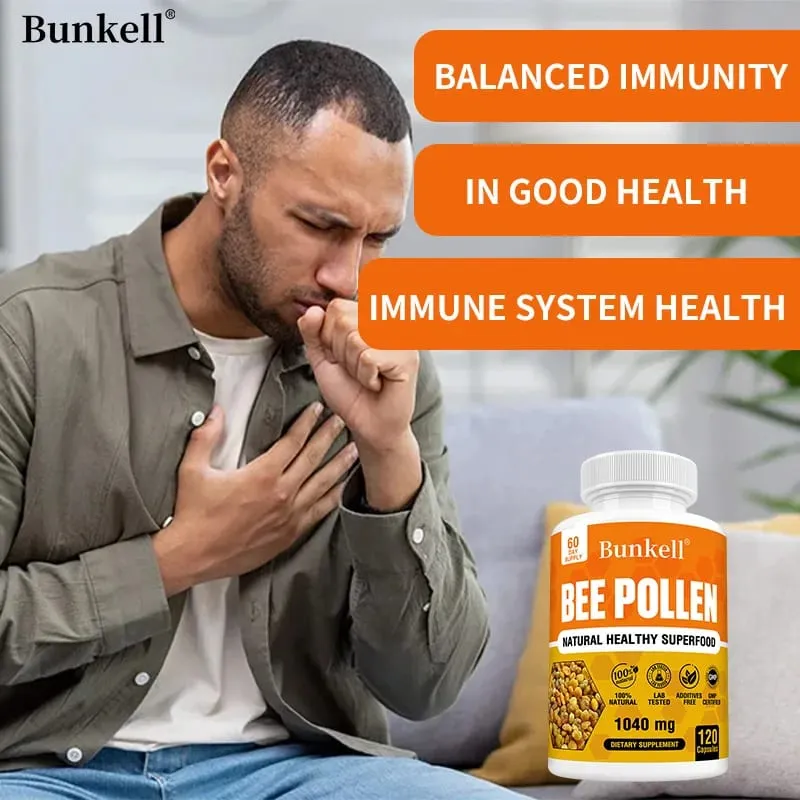 Bijenpollensupplement 100% natuurlijk rauw bijenpollen Vegetarische capsules Probiotische superfood Spijsvertering Immuunondersteuning en energie