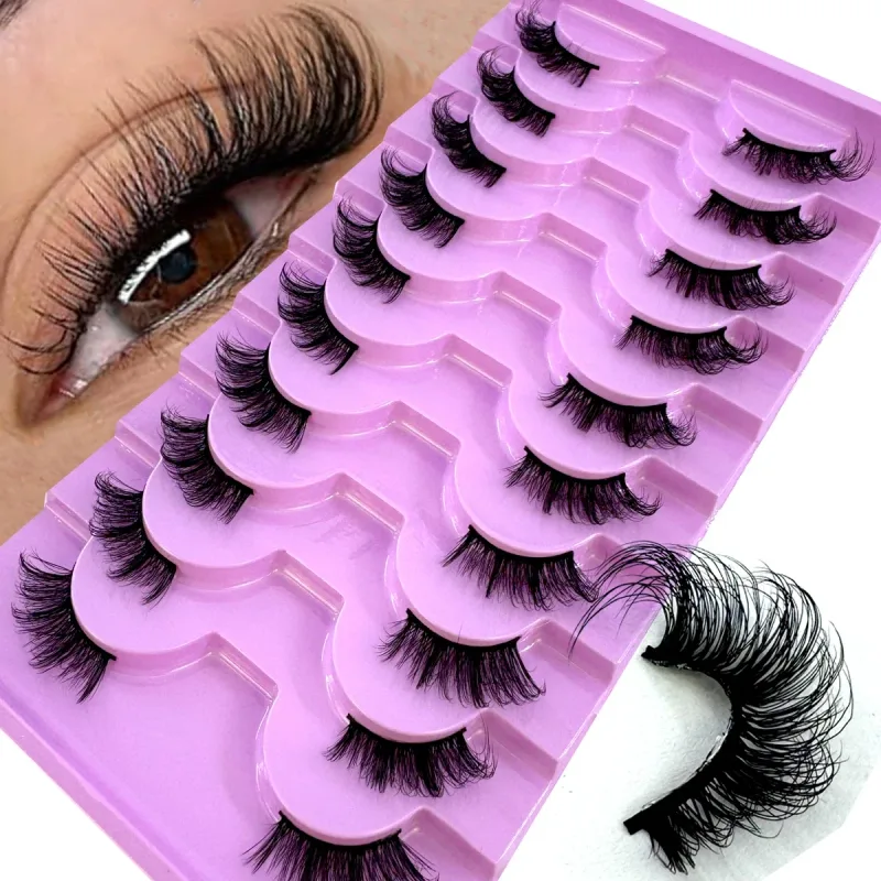 Demi-Cils 10 paires Demi-Cils doux naturel Cils yeux de chat outil de maquillage Faux Cils Extension moelleux Faux Cils