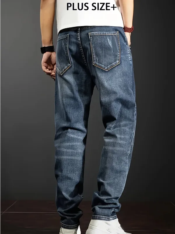 Plus Size Pants Business Men's Jeans 2Xl-6Xl Spring Summer Casual Straight Stretch Fashion Work Denim Trousers Male Clothing — image 3