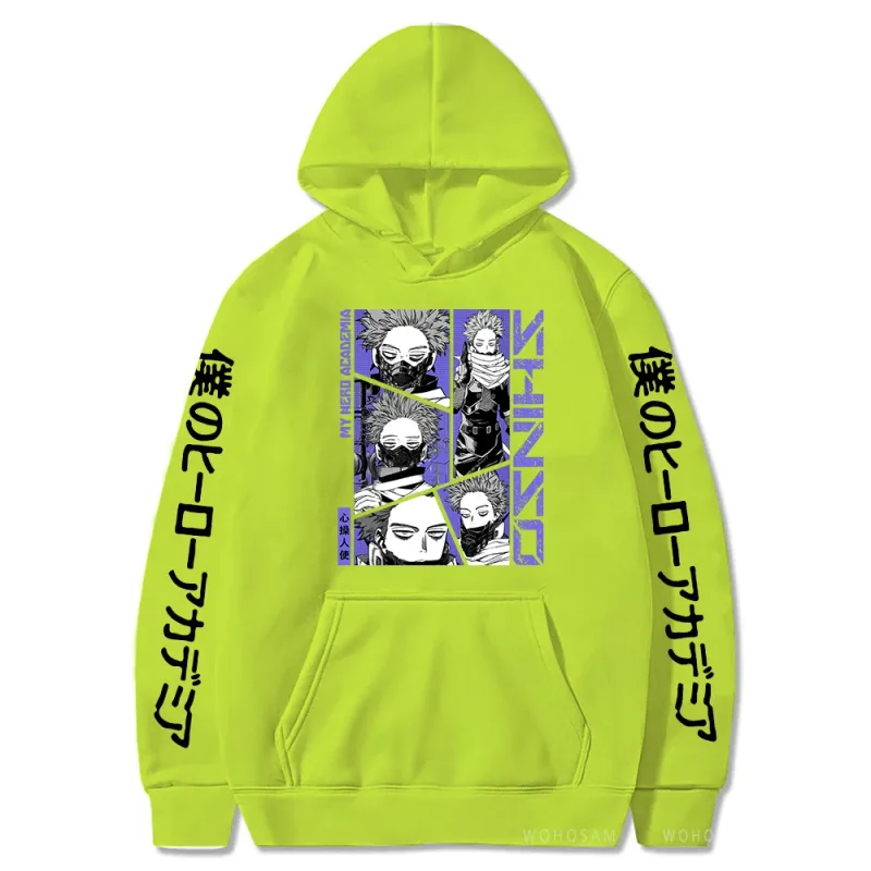 Anime My Hero Academia Hoodies Shinso Hitoshi Print Pullover Sweatshirts Harajuku Cartoon Style Crewneck Women Men Street Hoody