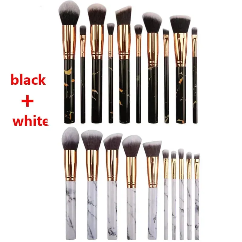 10/20Pc Marbling Handle Makeup Brushes Set Powder Foundation Eyeshadow Lip Blush Make Up Brush Set Professional Beauty Tools Kit