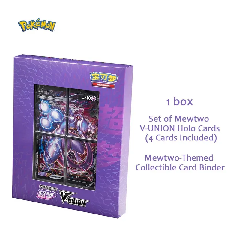 Original Pokemon TCG Card Quartet Coupling V-Union gaveæskesæt - Pikachu Mew-Two - 100 % autentiske samlekort