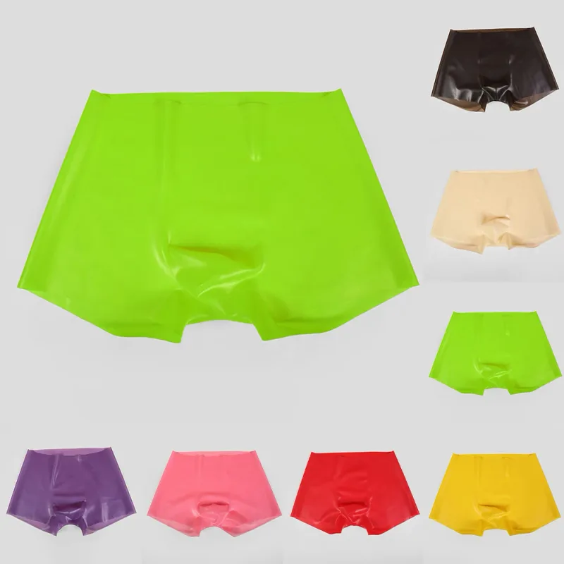 Mens Latex Boxer Briefs Underpants See-Through Rubber Safety Panties Low Waist Seamless Underwear for Sensory Appeal