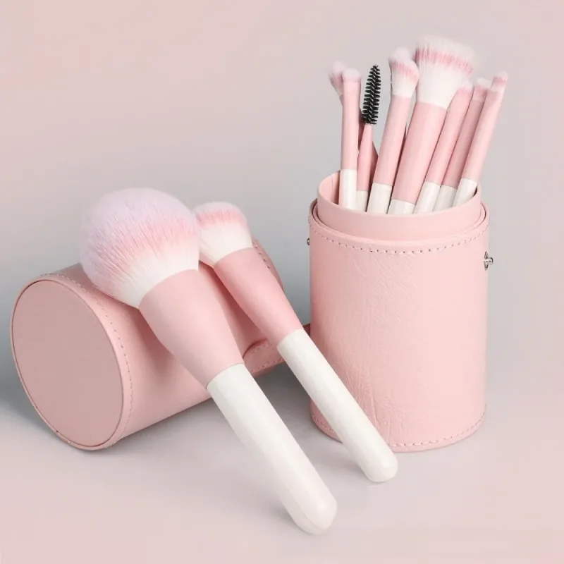 PU Leather Makeup Brush Bucket Dust-Proof Waterproof Empty Cosmetic Brushes Pen Holder Portable Makeup Brush Organizer