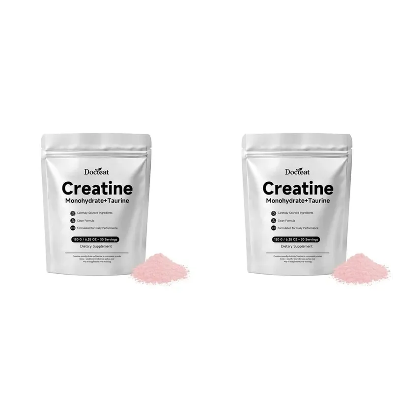 Creatine Monohydrate Taurine Powder 180g 30 Servings Muscle Strength Endurance Performance Workout Fitness Training Supplement