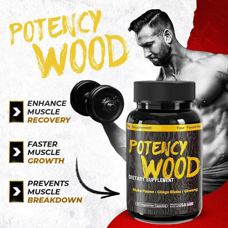 Potency Wood Herbal Supplements with Ginseng Ashwagandha 60 Capsules Adaptogen Energy Stamina Immune Antioxidants Gut Health