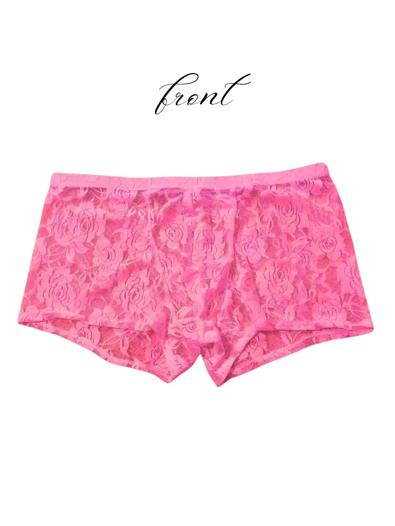 1Pc Men's Fashion New Design Sexy Lace Embroidery, High Elasticity Transparent Lace Flat Corner Underwear, Sexy, Ice Silk 3256811662670417