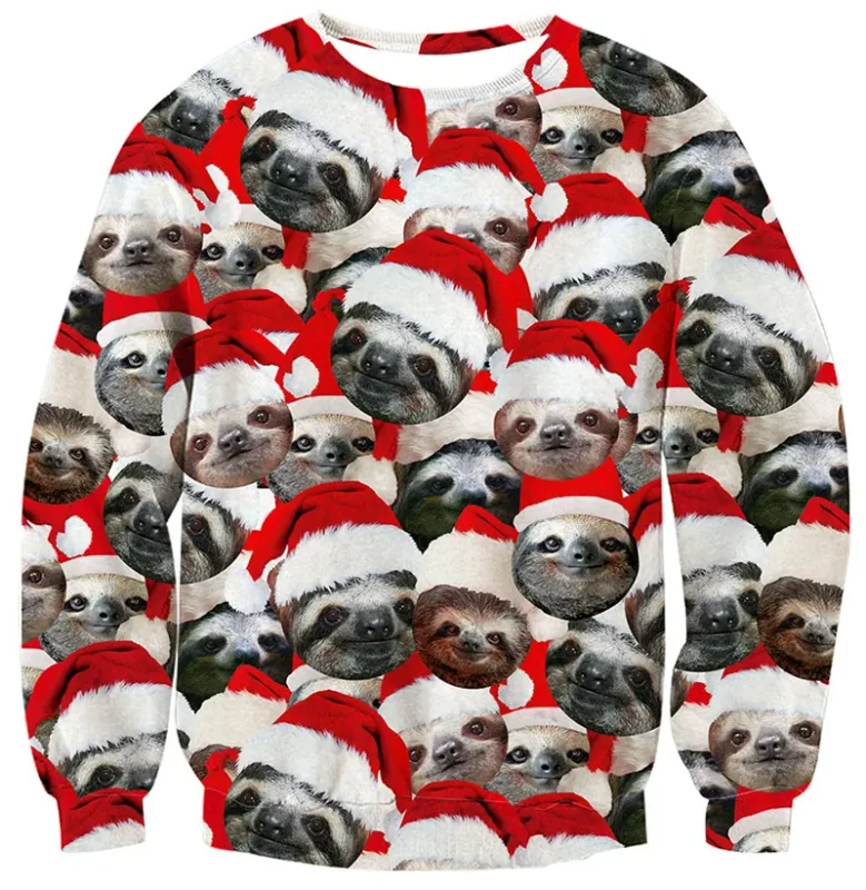Ugly Christmas Sweater For Men Women Funny Novelty Xmas Sweatshirt 3d Printed Cartoon Animal Long Sleeve Pullover Hoodies Tops