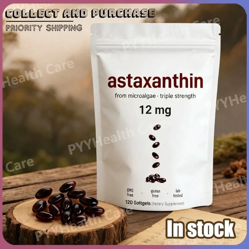 Astaxanthin 12mg Softgels From Plant-Based Microalgae with MCT Oil Dietary Supplement