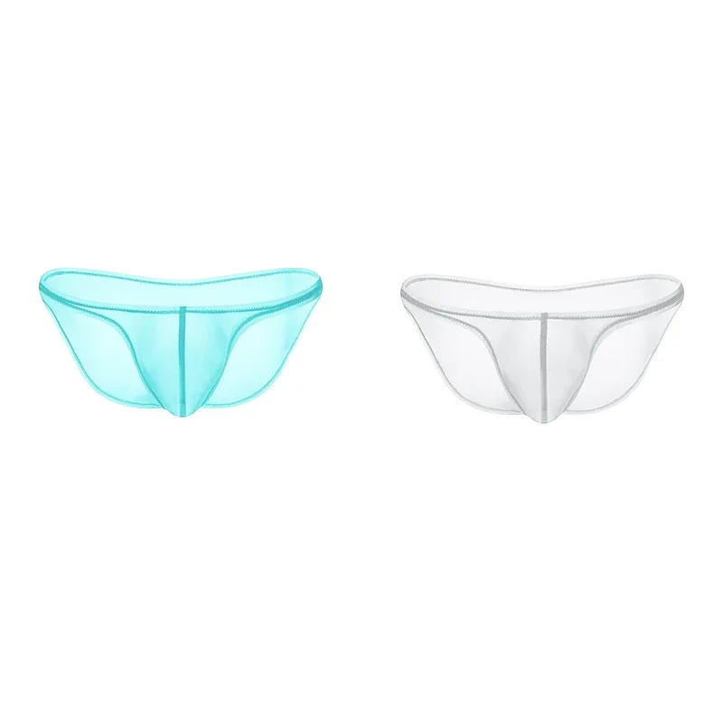 Sous-vêtements pour hommes, culotte triangulaire transparente en soie glacée délicate, slip taille basse de personnalité — image 24