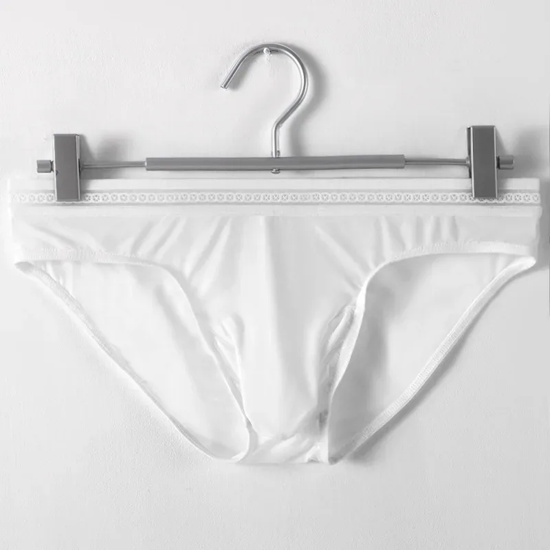 1/3PCS Men's Ice Silk Briefs Ultra-thin Quick Dry High Elastic Lace Waistband Panties Sexy Seamless Breathable Bikini Underwear