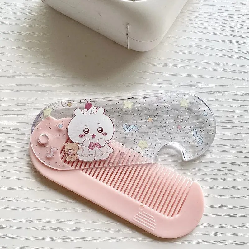 Mới Yiji Hoạt Hình Gấp Lược Nhỏ Di Động Bỏ Túi Trang Điểm USAGI うさぎ ハチワレ Hachiware Mini Dễ Thương Lược Nổ Lược Quà Tặng