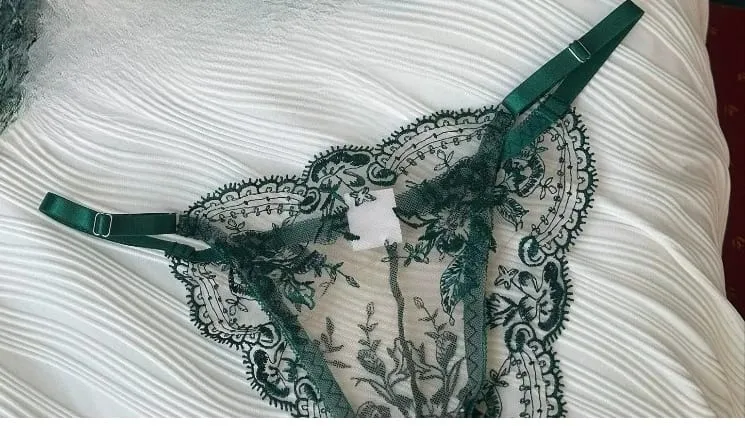 Sexy Transparent Lace Bra French Embroidery Thin Push‑Up Gather Bra For Men Crossdresser Sheer Lingerie Underwear