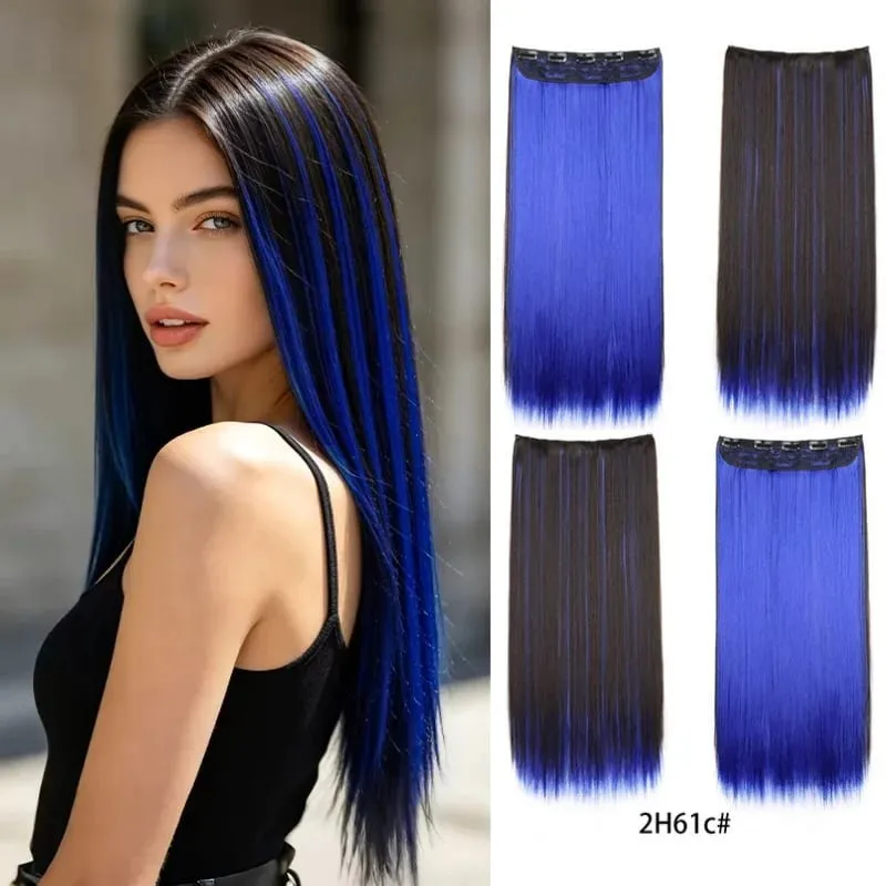 Synthetic 24Inch Long Straihgt Hair Extension Heat-Resistant Fiber Hair Cosplay Hairpieces for Women halloween wig