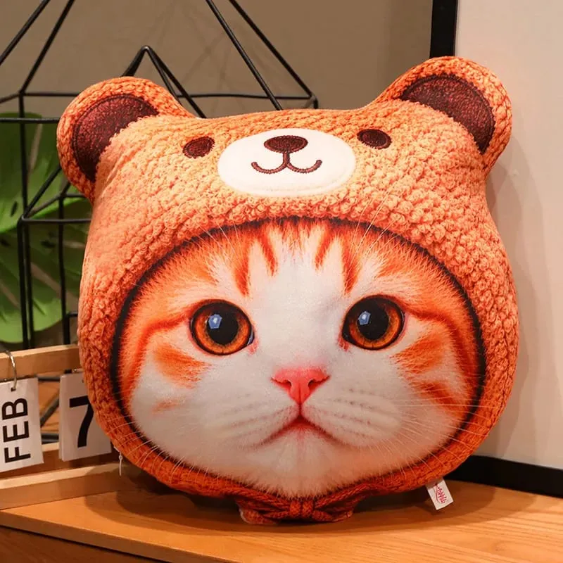 New 40cm Lifelike Animal Cat Plush Pillow 3D Printing Simulation Cat Plush Toy Stuffed Decor Gift Birthday Gifts Room Decoration