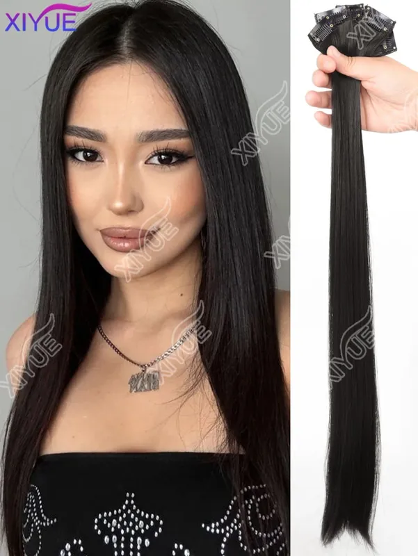 24 inch synthetic hair extension Wig patch invisible seamless for women 5-piece set straight to increase hair volume — image 10