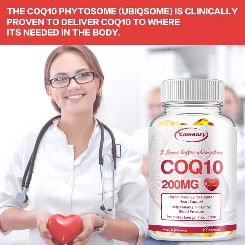 Coenzyme Q10 Capsules 200mg -Provide Energy Support Heart and Cardiovascular Health Promote Metabolism Anti-oxidation