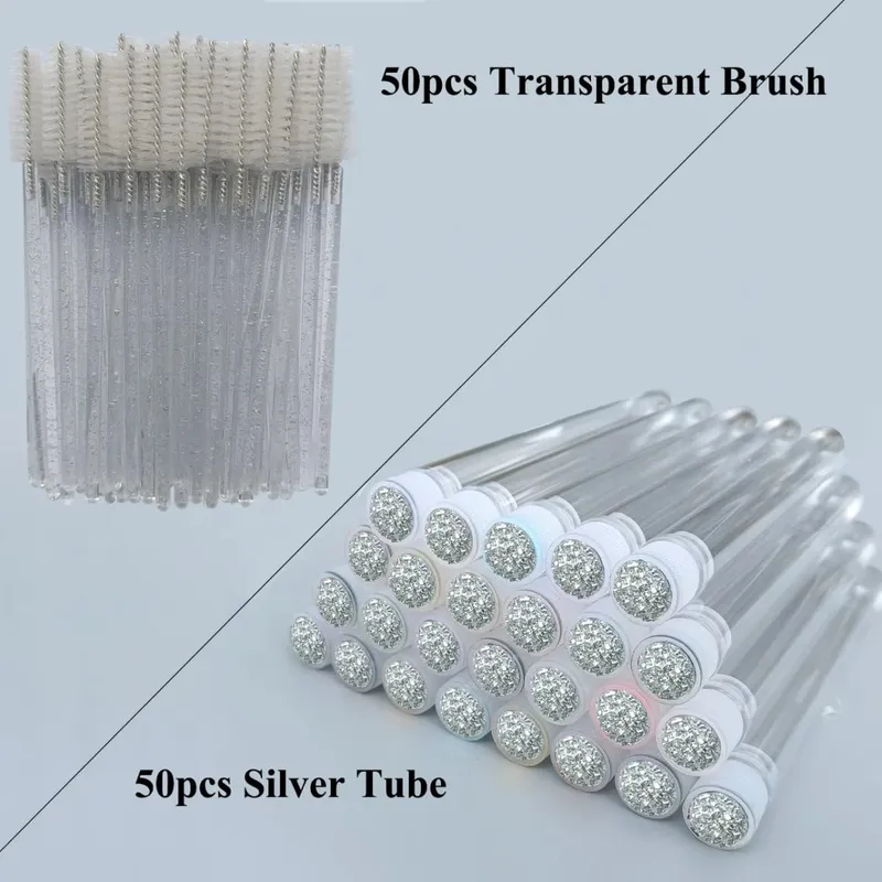 50pcs Reusable Eyelashes Brush Tube for Eyelash Extension Disposable Mascara Wands Eyebrow Brush Applicator EyeLash Brushes