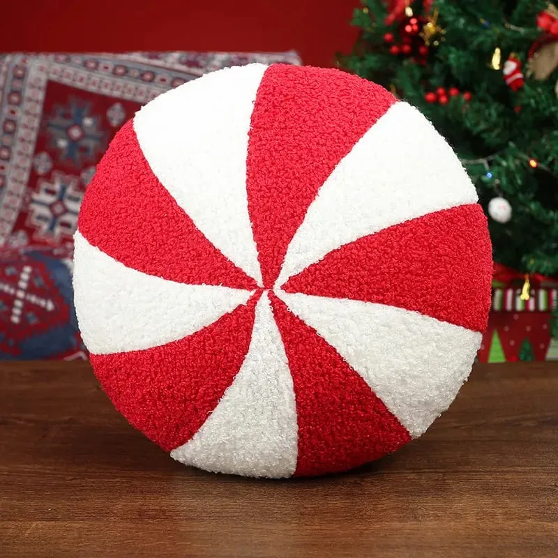 Classic Christmas Series Throw Pillow Candy Lollipop Snowflake Xmas Scepter Balls Doll Soft Sofa Cushion Festival Home Decor