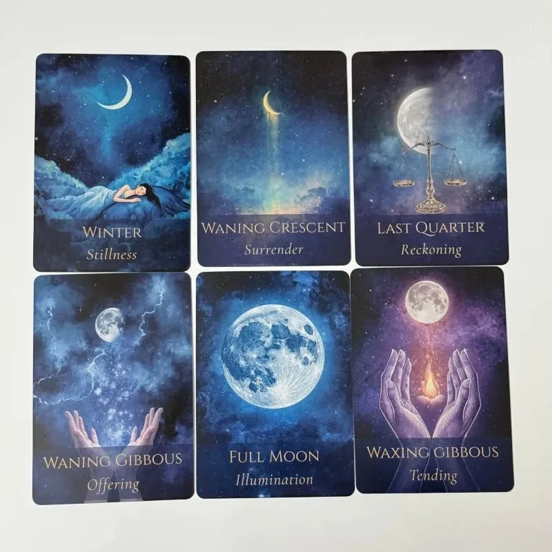 Inner Moon Oracle Deck in Metal Box 44 Card Deck Divination Board Game Oracle Cards with Instruction Guidebook