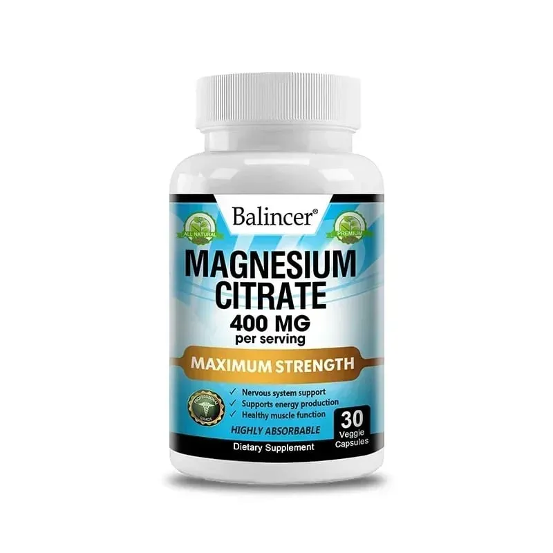 Magnesium Citrate 400 Mg - Muscle Nerve and Energy Support Promote Muscle Relaxation Non-GMO 120 Capsules