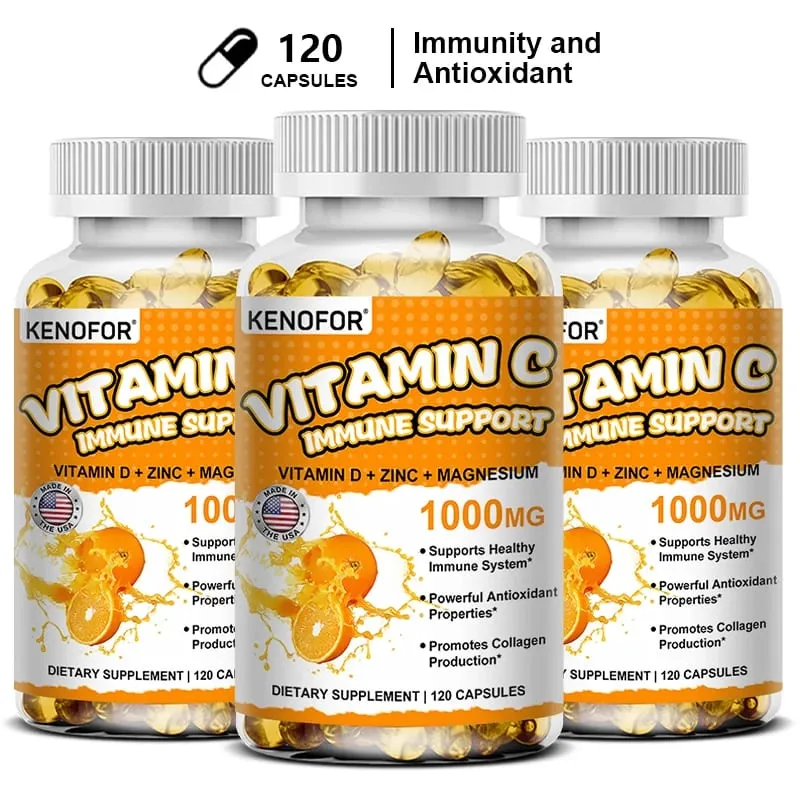 Vitamin C Capsules Antioxidant Support Immune System Cellular Energy Production Skin Brightening & Collagen Synthesis