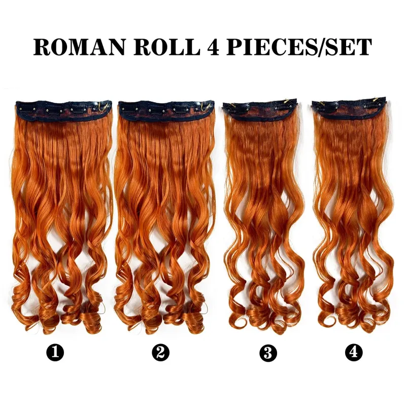 Synthetic Roman curls sandwiched in hair extension long curly wig women's hair extension hair piece daily party