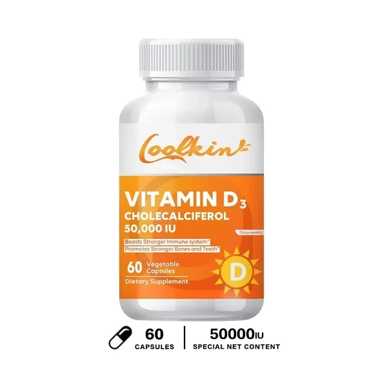 Vysoce účinný vitamín D3 50 000 IU - 120 vegetariánských kapslí - Bezlepkový doplněk vitamínu D bez GMO