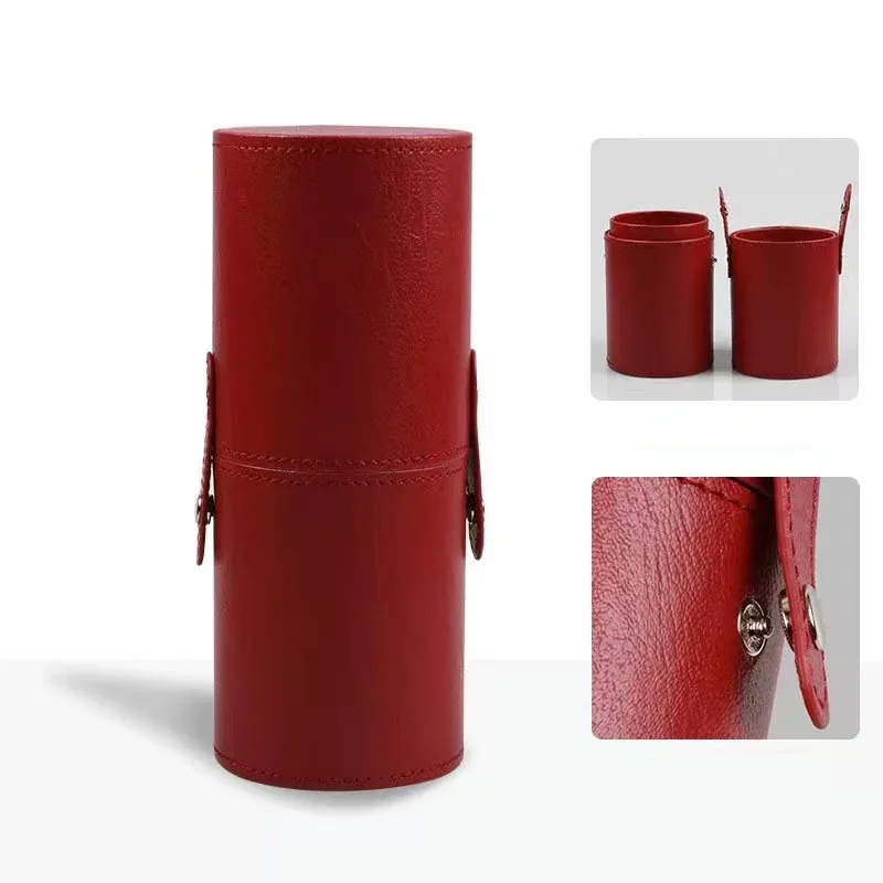 PU Leather Makeup Brush Bucket Portable Travel Cosmetic Bag Multi-Function Dust-Proof Waterproof Makeup Brush Cylinder
