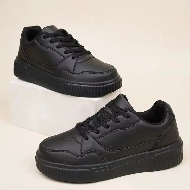 Unisex Sneakers All Season Casual Shoes Men Platform Chunky Footwear Women Solid Color Lace Up Couples Minimalist Board Shoes