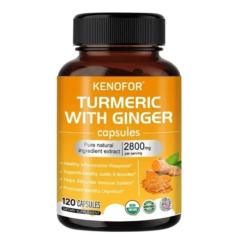 Turmeric Curcumin Capsules 1600mg with Ginger & MSM Antioxidant Support Joint Comfort Heart Cognitive & Digestive Wellness