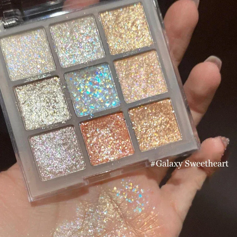 9Colors Glitter Eyeshadow Palette Pearlescent Earth Color Eye Shadow Shimmer Highlight Sparkling Sequin Gold Silvery Eyes Makeup — image 5