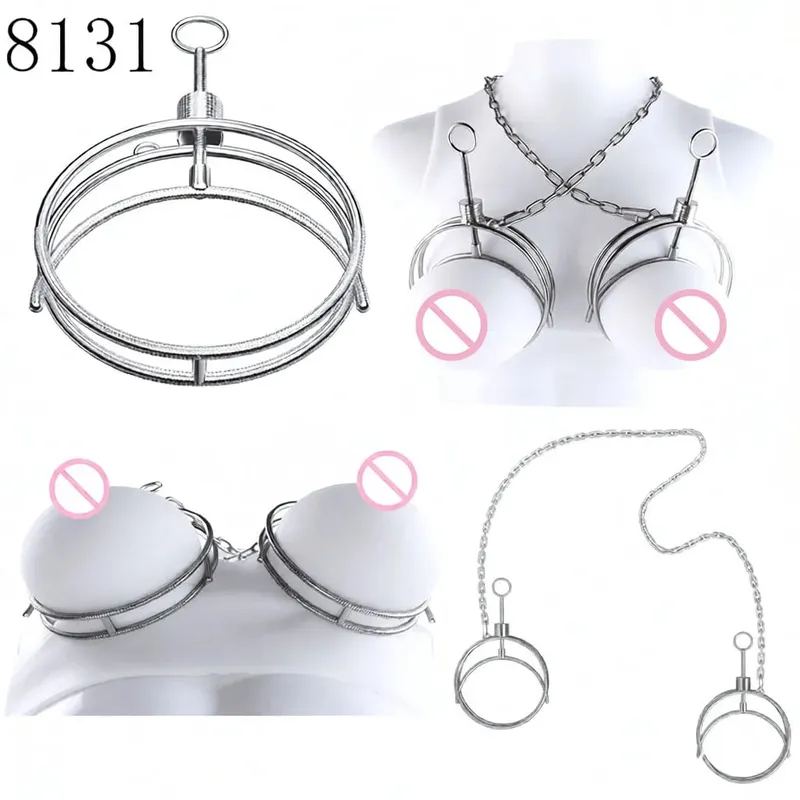 Stainless Steel Breast Bondage Chest Clamp Nipples Massager Strapon Metal Bra Nipple Teating BDSM Sex Toys For Women Men