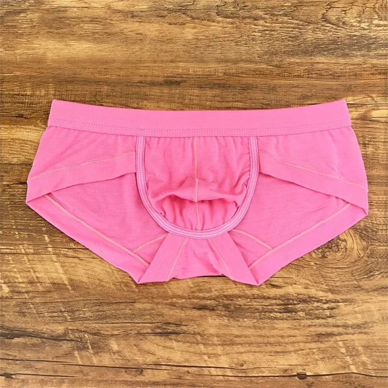Men's Sexy Modal Pink Underwear Simple and Comfortable U Convex Pouch Briefs Low Waist Slim Fit Plus Size Male Underpants L-XXXL