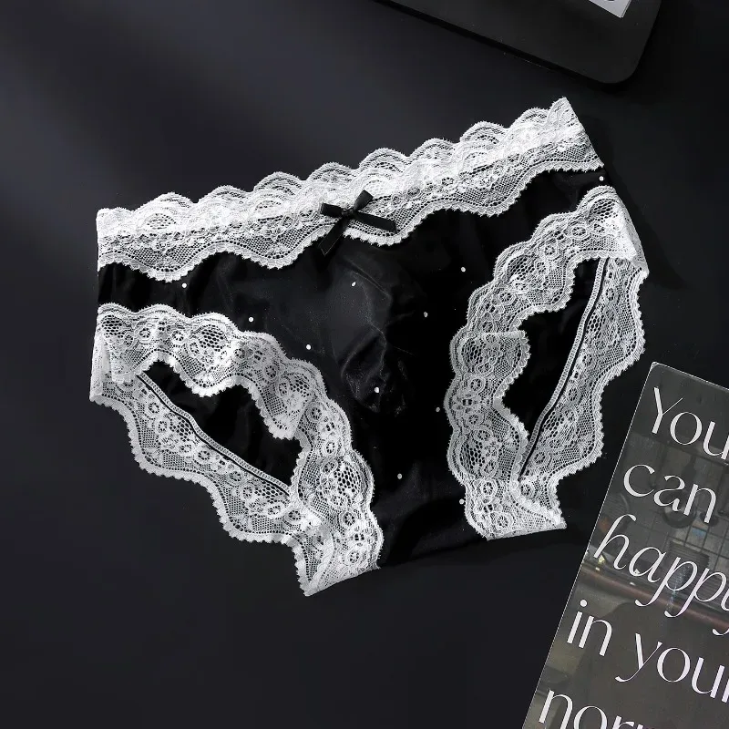 Men Sexy Lace Briefs Sweet Women Style Panties for Men Mid Waist Sheer Ice Silk Seamless Underwear Stretch U Convex Underpant