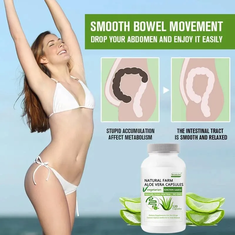 Natural Farm Cápsulas de Aloe Vera - Aliviar a constipação corporal Ajudam a equilibrar o ácido estomacal, apoiam o conforto gastrointestinal