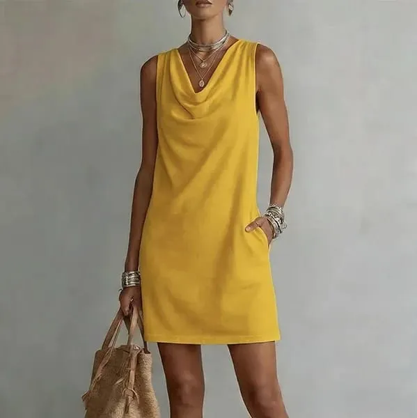 2026 Sundress Sexy Sleeveless Mini Dress Women Summer O-Neck Pockets Short Dresses For Women Elegant Beach Holiday Dress Boho