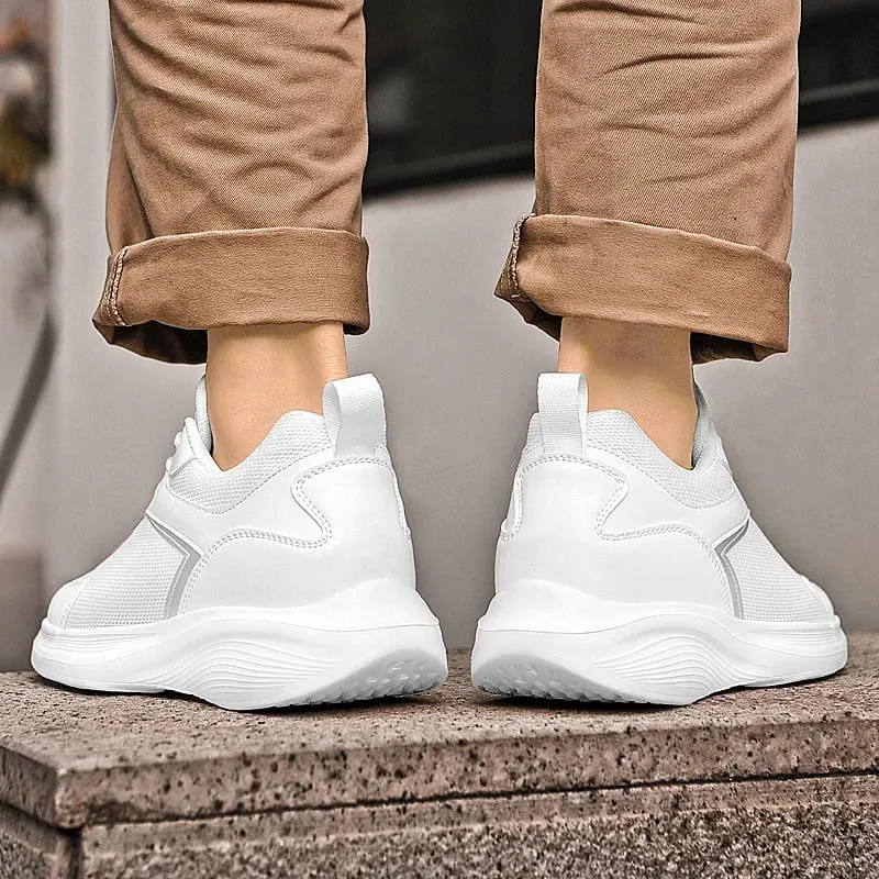 Men Fashion Height Increasing Sneakers Breathable Mesh Height Increase Shoes Microfiber Sole Comfortable Outdoor Walking Shoes