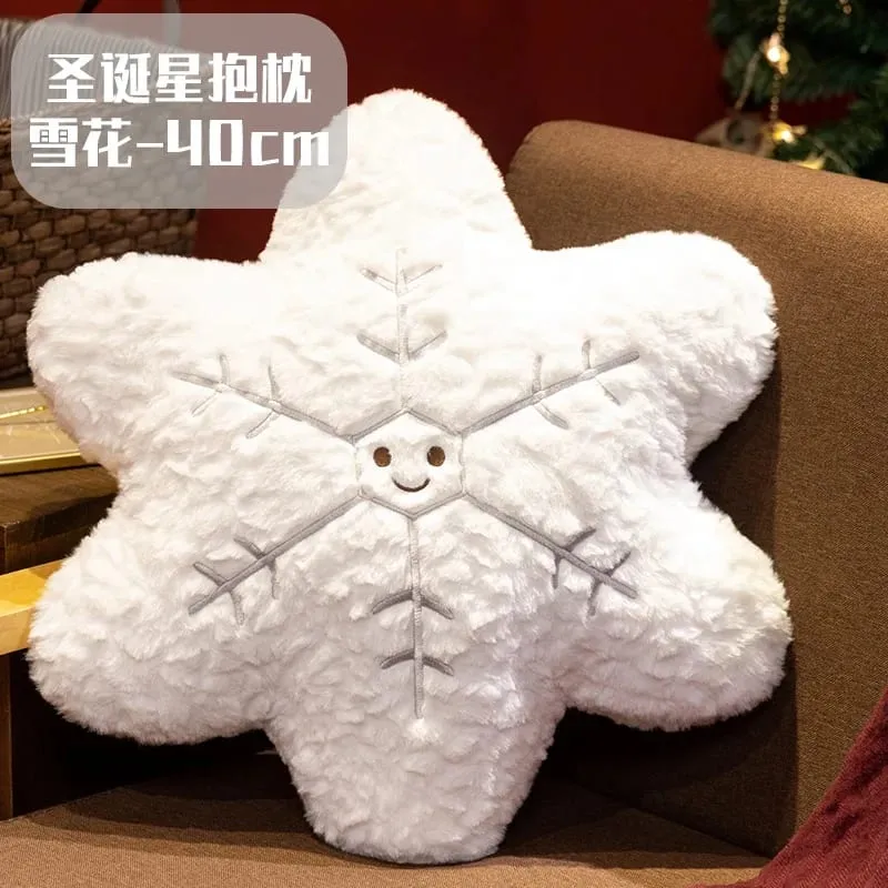 Christmas Plush Pillow Cute Santa Snowflake Gingerbread House Wreath Stuffed Cushion Soft Fluffy Home Decor Xmas Gift