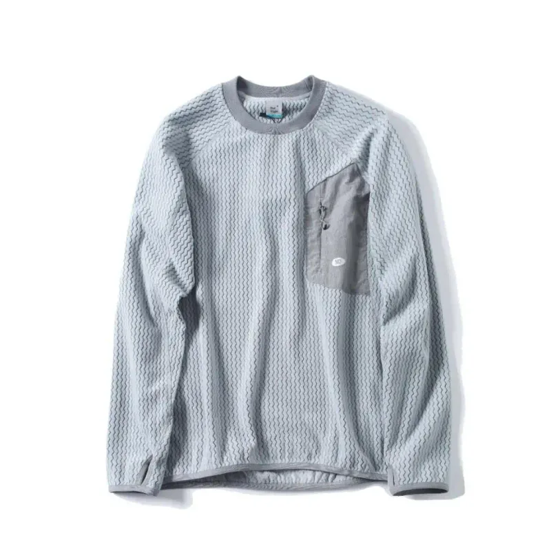Mountain-Ready Crewneck: Engineered with Ribbed Neck Reflective Logo & Secure Chest Pocket for Outdoor Style Unisex