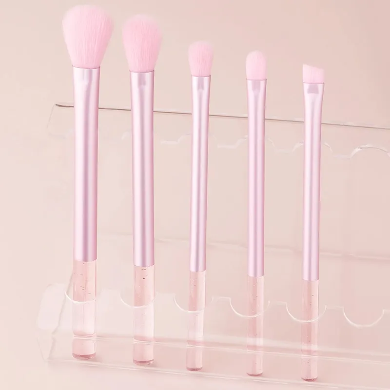5Pcs Transparent Glitter Rod Cosmetic Brushes Multi-function Blush Powder Eyeshadow Brow Makeup Applicators — image 1