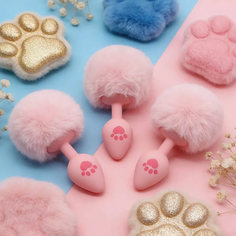 4 méretű aranyos rózsaszín macskamancs nyomat szilikon anális dugó puha farok fenékdugó felnőtt játék anális gyöngyök erotikus cosplay szexjátékok nőknek