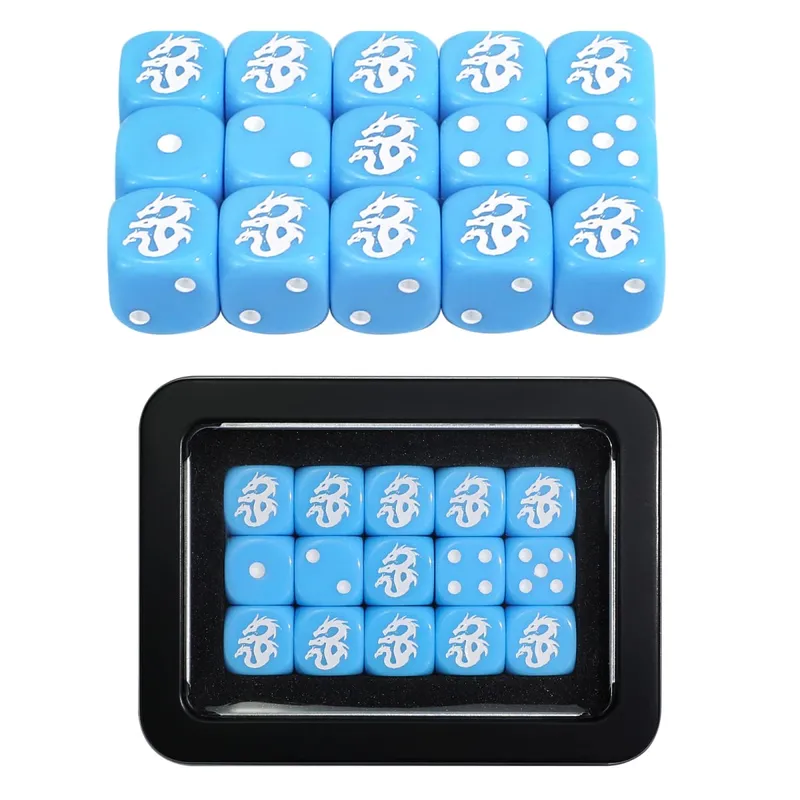 15PCS 16mm/0.63inch D6 Wargaming Dice Set for Tabletop Miniatures Game Damage Tracking Army Faction Themed Dice Tokens