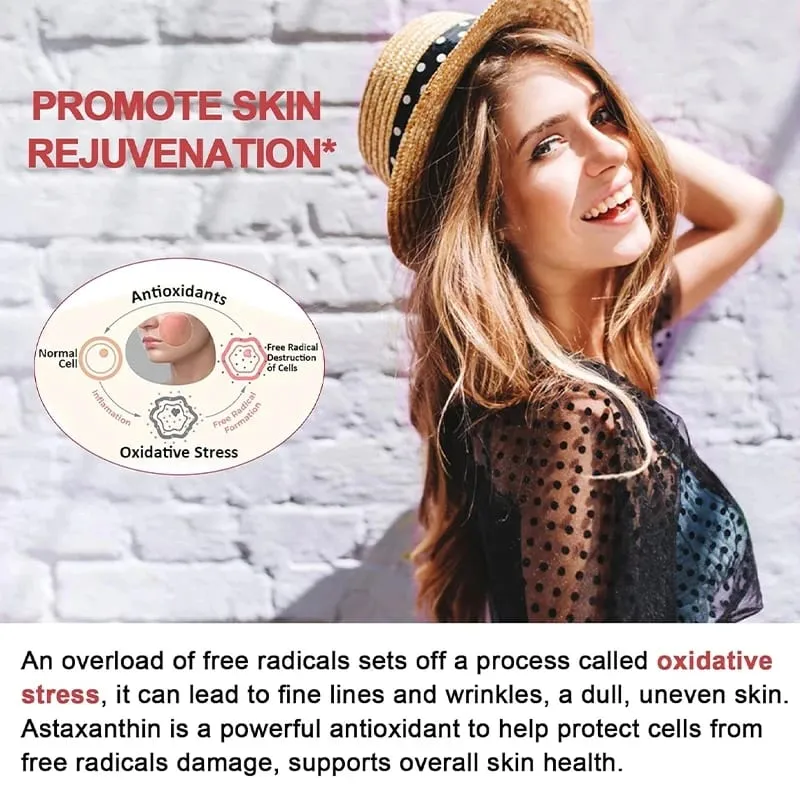 Buy 1 Get 1 Free! Astaxanthin 24mg Supplement for Skin & Eye Health Anti-Aging & UV Defense Reduces Eye Fatigue Non-GMO