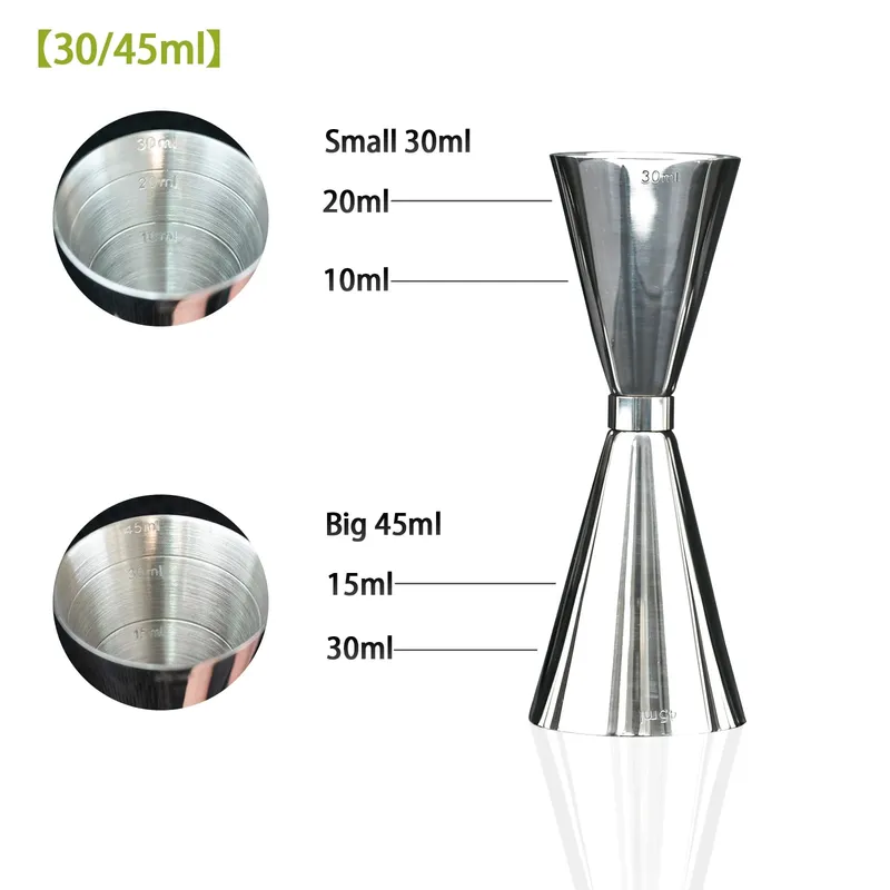 30/45/60/90ml Measuring Cup 304 Stainless Steel Measure Cup Cocktail Shot Drink Spirit Jigger Mixed Beaker Liquid Measuring Cups — image 15