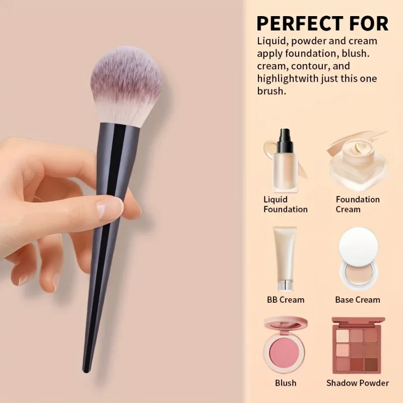 2pcs Professional Makeup Brushes with Large Soft Nylon Bristles & Elliptical/Contour Tips - Compatible for Foundation Blush Po